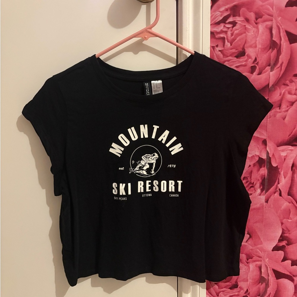 Black Mountain Ski Resort Graphic Tee- cropped/worn once